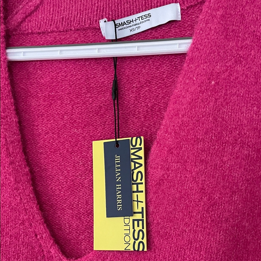 Smash + Tess Women's V-Neck Sweater in Fuchsia